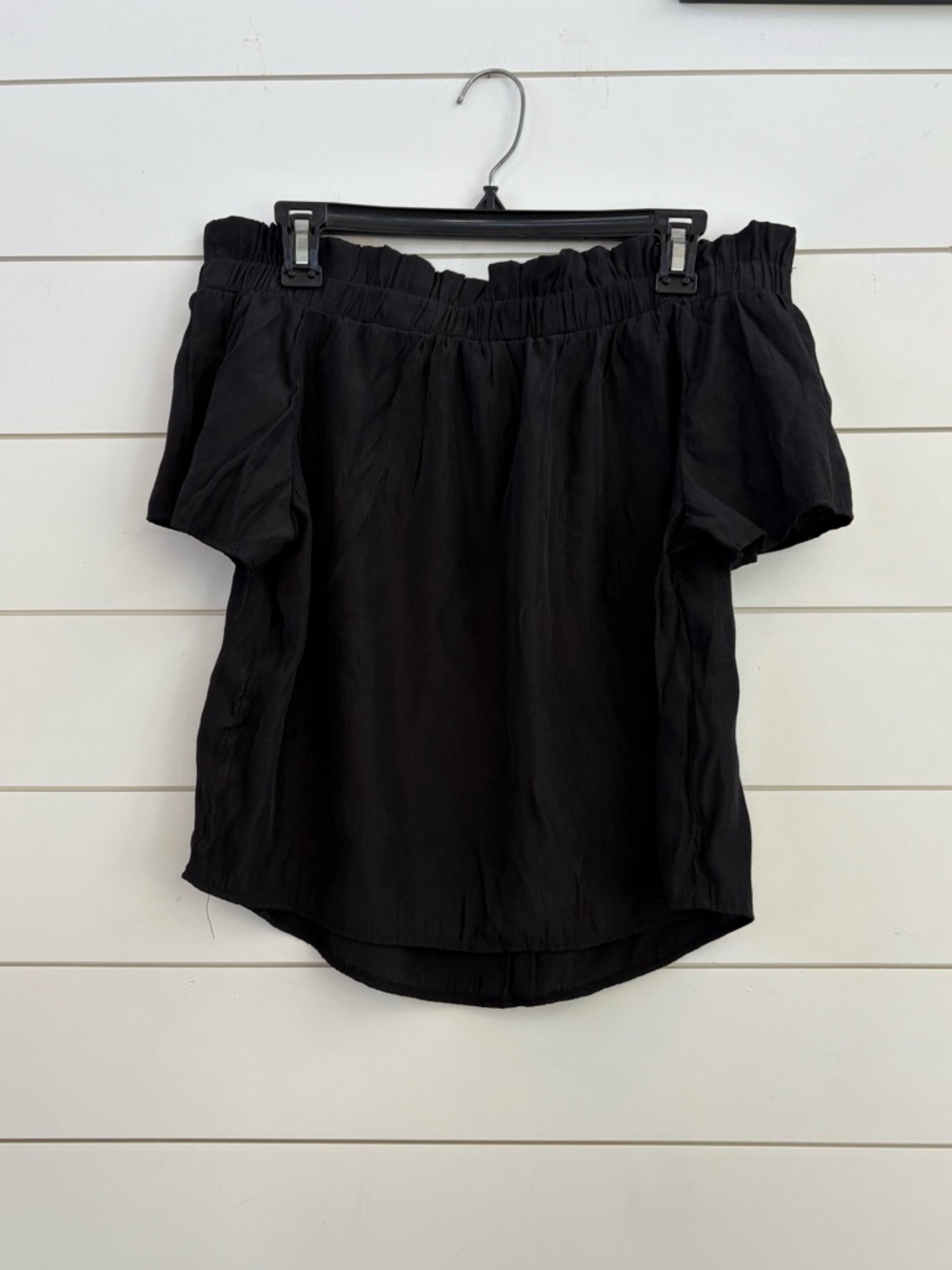 Lucky & Blessed Black Off-the-Shoulder Peasant Top